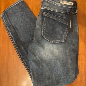 Express Blue Slim Jeans with Subtle Fading